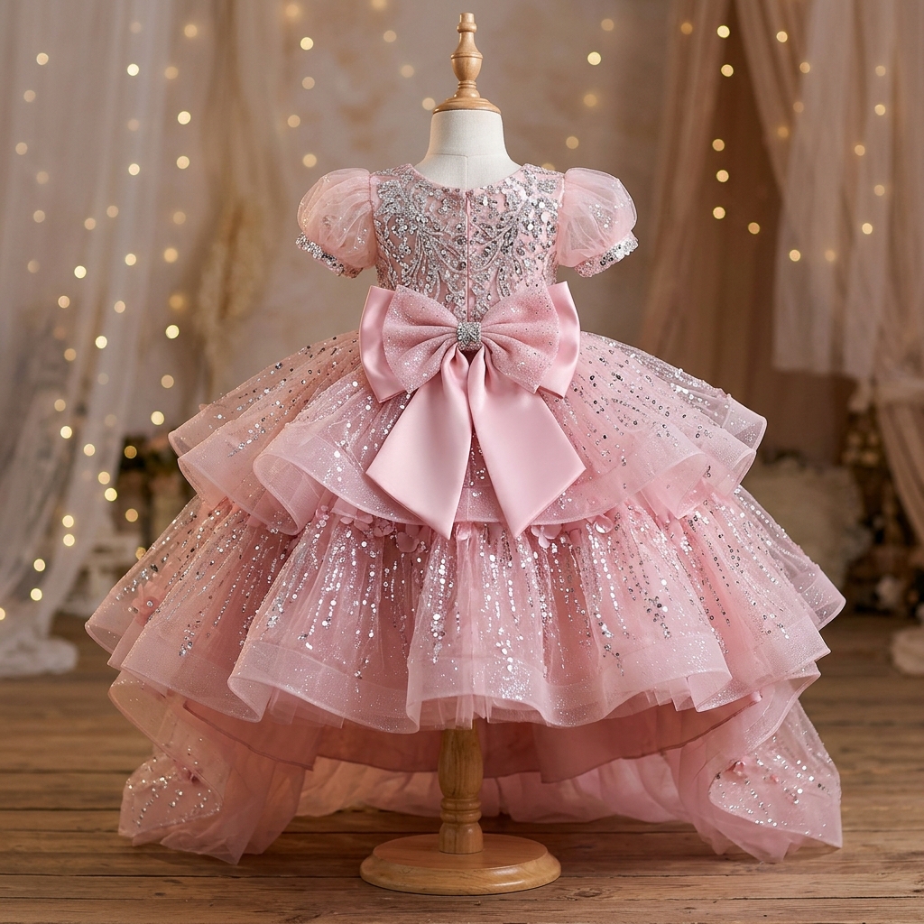 Sparkling Silver Princess Birthday Ball Gown